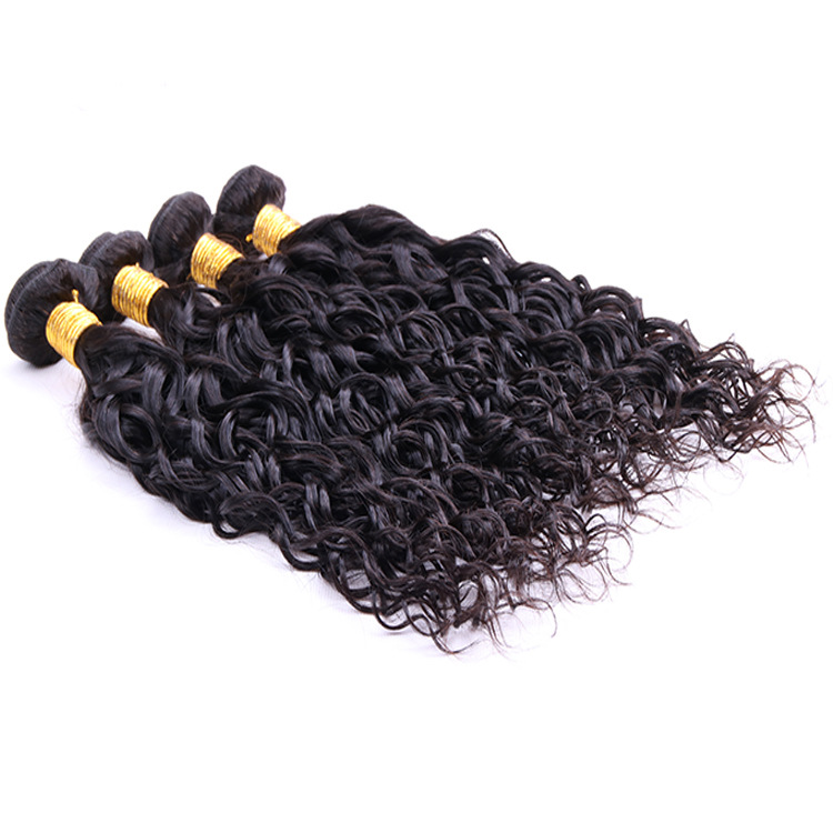 Indian Raw Virgin Human 3 Bundles Hair Extensions Water Wave Natural Black Three Pieces Weet And Wavy 8-28Inch