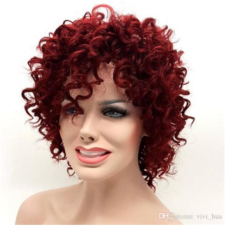 Hairstyle Afro Kinky Curly Short Wigs for Black Women Burgundy 15 inch Wine Red Synthetic Hair Pelucas Perruque Afro Per
Hairstyle Afro Kinky Curly Short Wigs for Black Women Burgundy 15 inch Wine Red Synthetic Hair Pelucas Perruque Afro Per