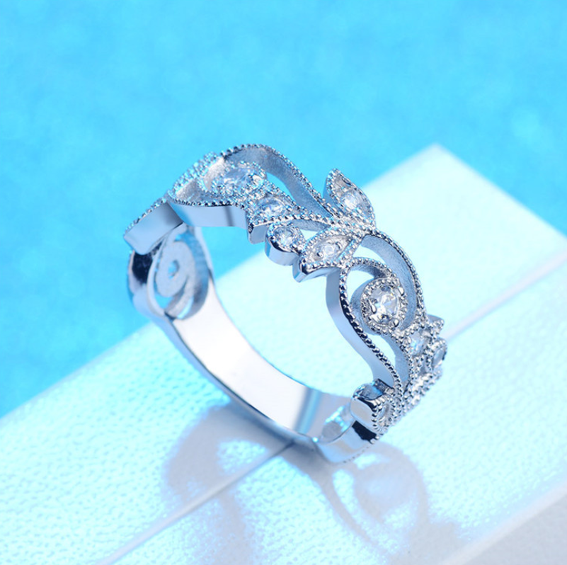 Sterg Sier Eternity Band Ring: 5A Cubic Zirconia CZ Dia Unique Wedding Jewelry for Women