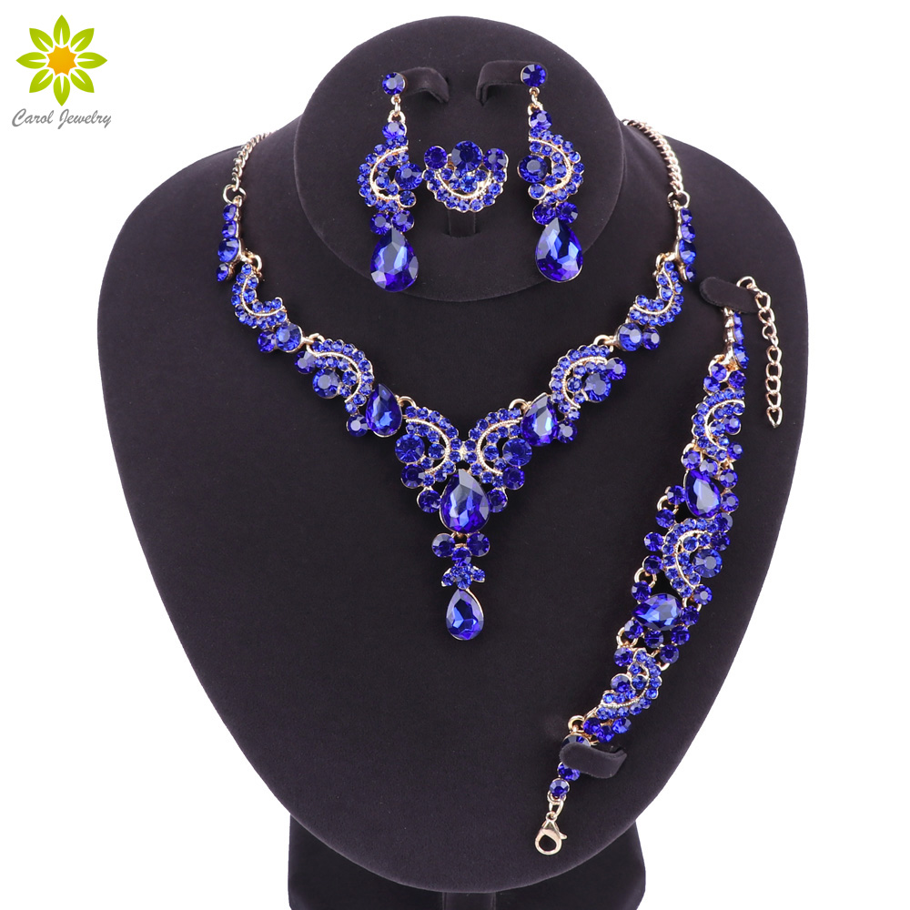Fashion Crystal Wedding Jewelry Sets For Bride Party Costume Accessories Bridal Necklace Earring Bracelet Ring Jewellery for Wom
Fashion Crystal Wedding Jewelry Sets For Bride Party Costume Accessories Bridal Necklace Earring Bracelet Ring Jewellery for Wom