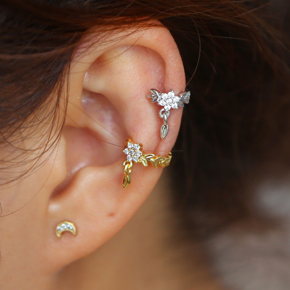2024 Delicate pave sparking classic ear cuff earrings design CZ flower leaf leaves no pierced ear clip women party gifts jewelry