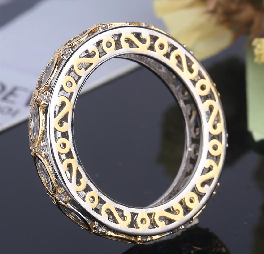 Size5-10Handmade Vintage Jewelry 925 Sterling Silver Horse Eye stripe White Topaz Crystal Women Wedding Engagment Band Ring for Lovers' Gift