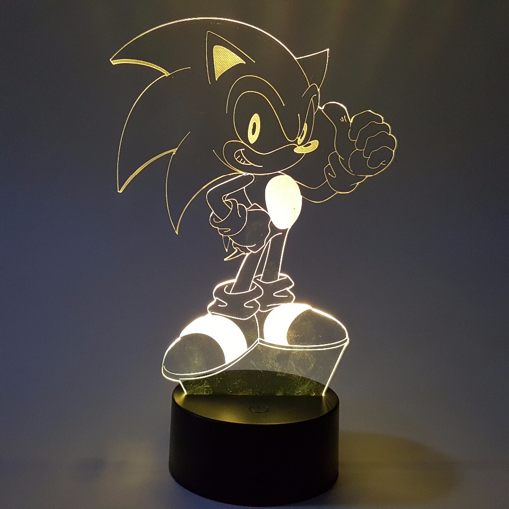 Sonic 3D Nightlight Visual Illusion LED RGB Changing Sonic The Hedgehog Action Figure Novelty Light For Christmas