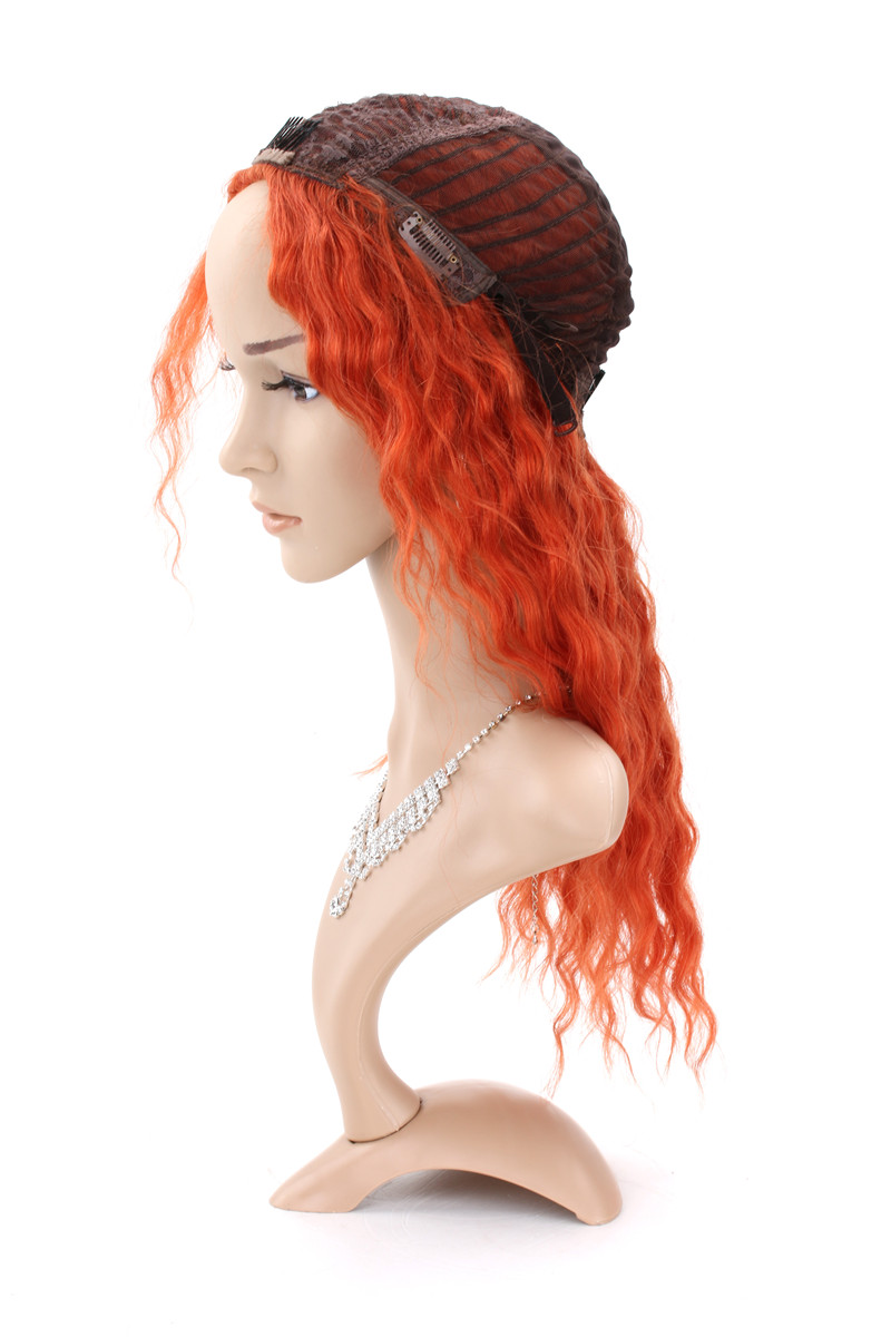 Orange color Full Lace Wigs Virgin Brazilian Human Hair Wigs Water Wave 130% Density Glueless Lace Front Wigs with Baby hair