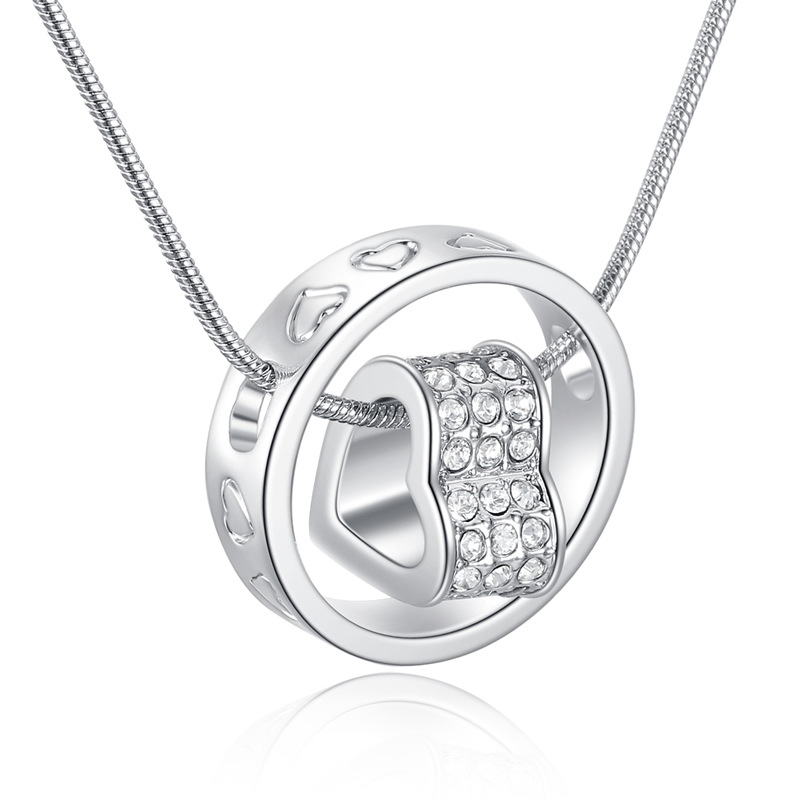New Austrian crystal diamond Heart pendant necklace Rhinestone Heart and Ring Charm snake chain For women Fashion Jewelry in Bulk, Silver
New Austrian crystal diamond Heart pendant necklace Rhinestone Heart and Ring Charm snake chain For women Fashion Jewelry in Bulk, Silver