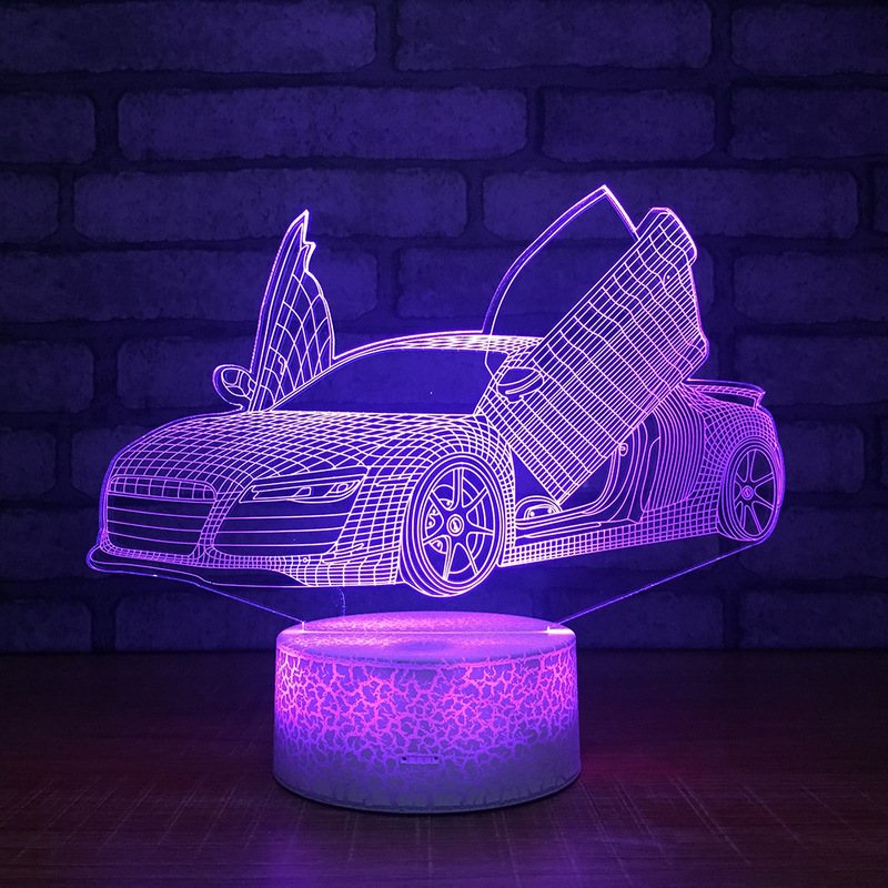 Creative Racing Car 3D Acrylic LED Night Light Touch 7 Color Change Desk Table Lamp Party Decorative Light
