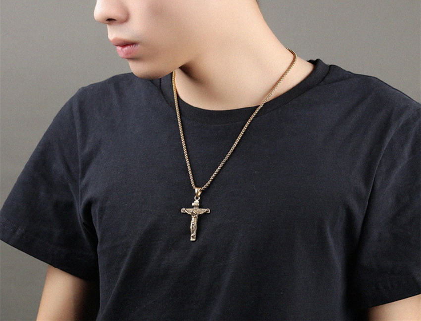 Heavenly Father Jesus cross Pendant Necklaces titanium steel pendant Necklace Christian Godfather Chain