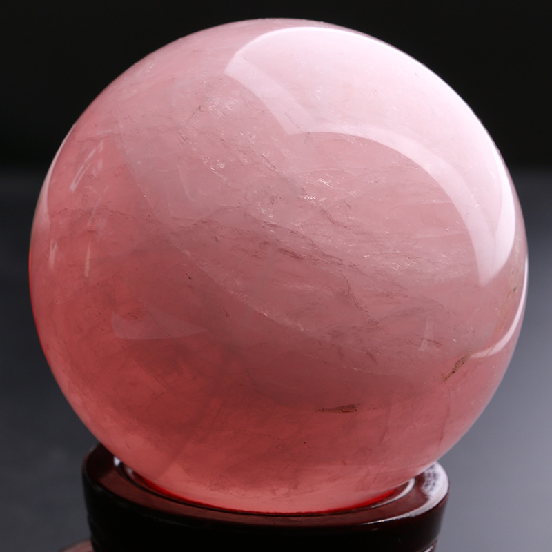 Rockcloud Healing Crystal Natural Pink Rose Quartz Gemstone Ball Divination Sphere decorative with Wood Stand Arts and Crafts3208061