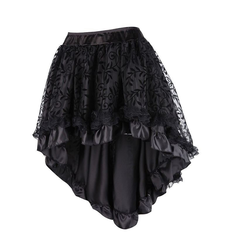 Steampunk Gothic Black Floral Flocking Tulle and Ruffled Victorian Skirt Women Front Short Back Long Asymmetrical Skirts 8537, Brown
Steampunk Gothic Black Floral Flocking Tulle and Ruffled Victorian Skirt Women Front Short Back Long Asymmetrical Skirts 8537, Brown