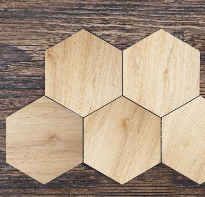 Marble Decorative Floor Stickers Wooden White Hexagon Self Adhesive Tile Art Wall Decal Sticker DIY Bathroom Decor