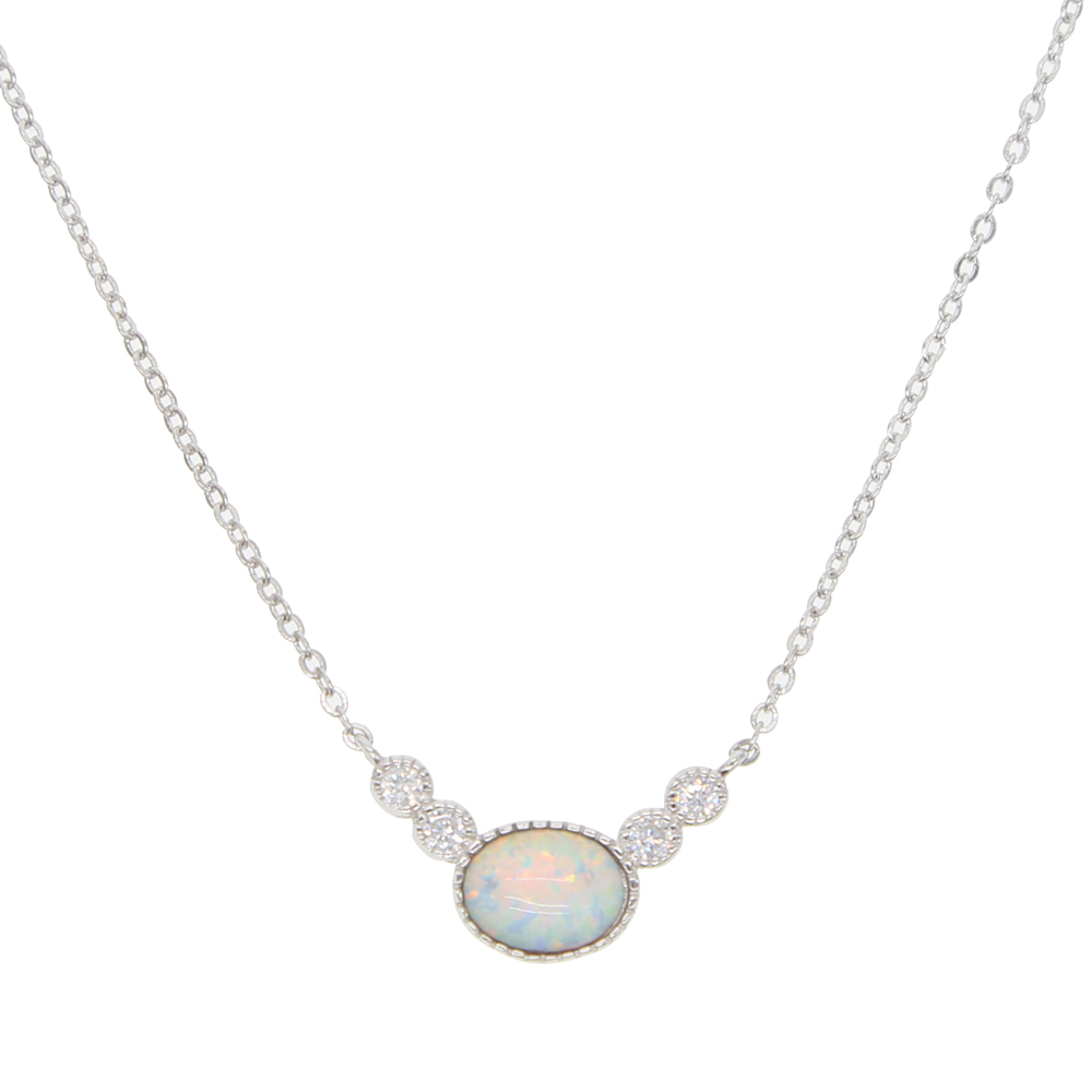 925 sterling silver opal gemstone jewelry gold silver color delicate silver chain oval opal stone thin chain simple stone design necklace