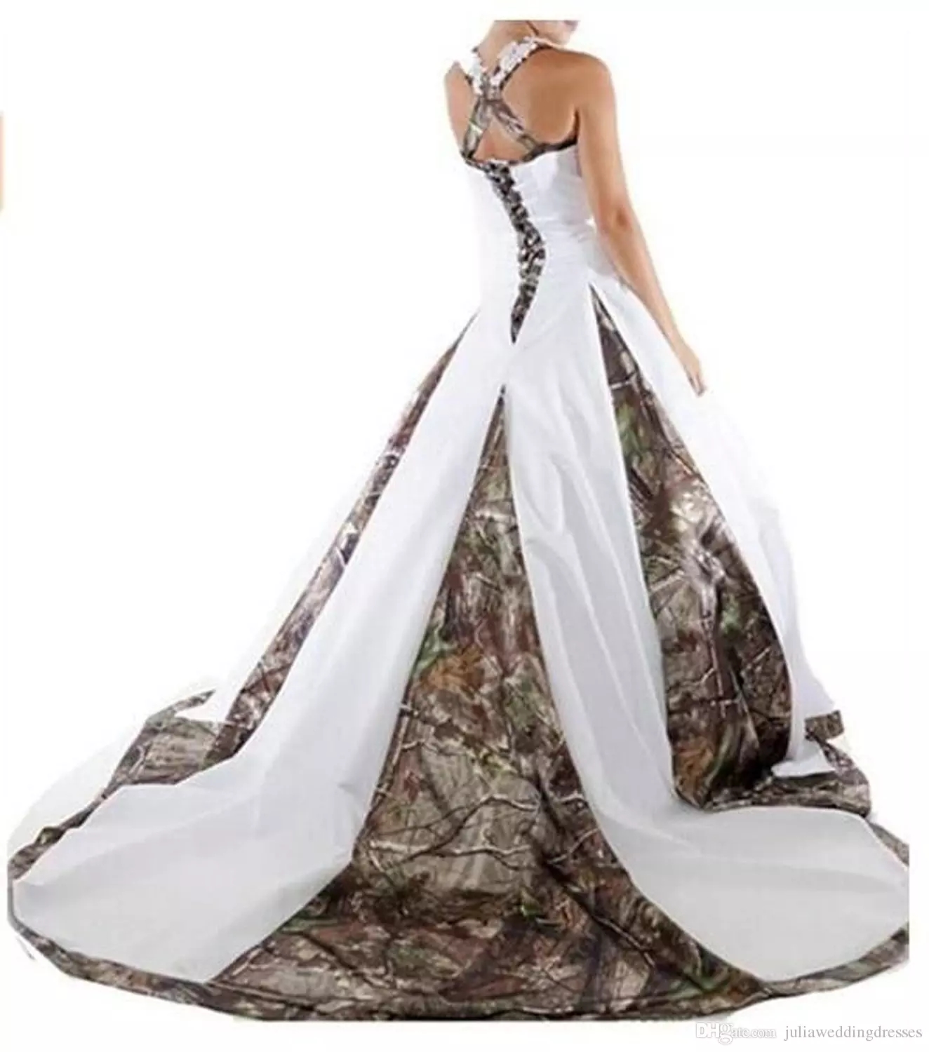 New Sexy Stock Camouflage Wedding Dresses With Appliques Ball Gown Long Lace Up Wedding Party Bridal Gowns QC1121