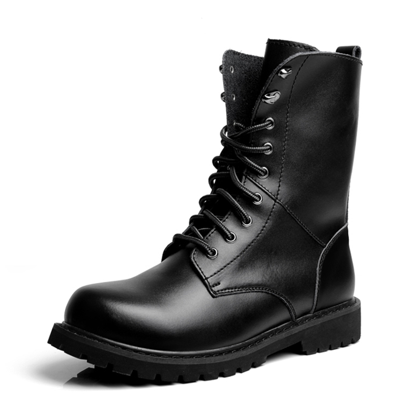 Men's Moto Boots Outdoor Mid-Calf Army Boots Men's Leather …