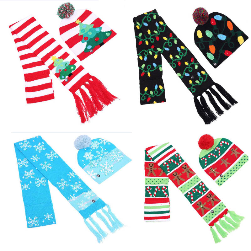 Christmas LED Knitted Hat Scarf Set Flashing Light Beanie Scarves Kit Cap For Snowflake Elk Reindeer Xmas Tree Party Props WX9-1081
Christmas LED Knitted Hat Scarf Set Flashing Light Beanie Scarves Kit Cap For Snowflake Elk Reindeer Xmas Tree Party Props WX9-1081