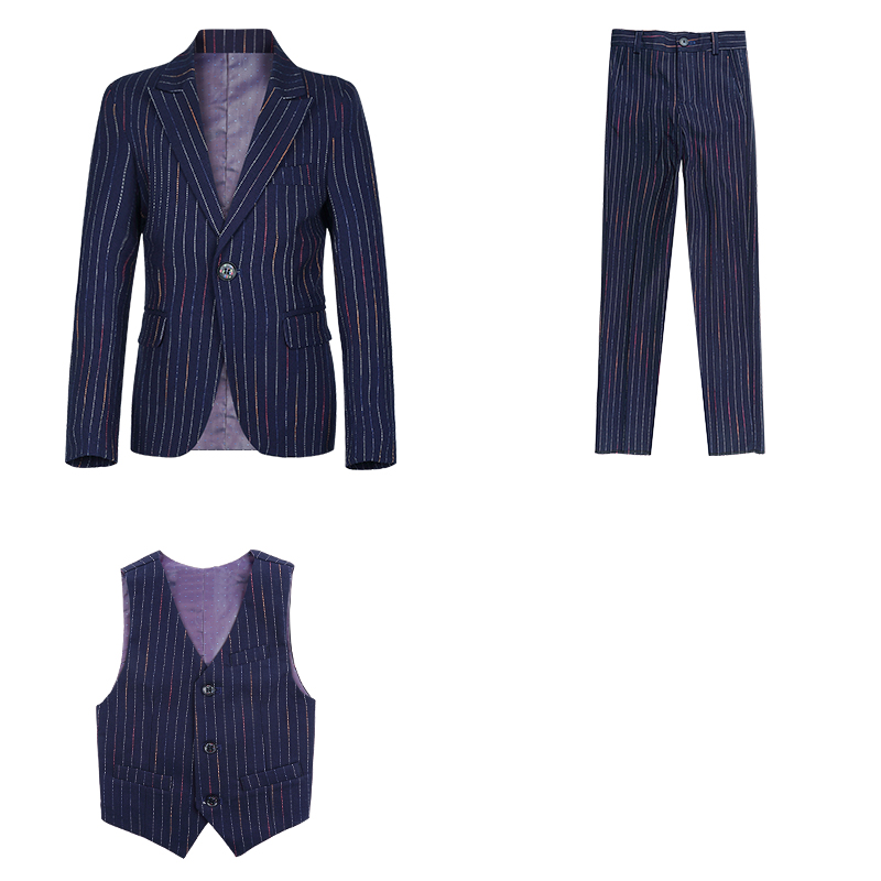 Good Looking Boys Wedding Attire Elegant Style Colour Stripe Performance Stage Show Boys Suits Peaked Lapel Three To Five Pieces Clothing