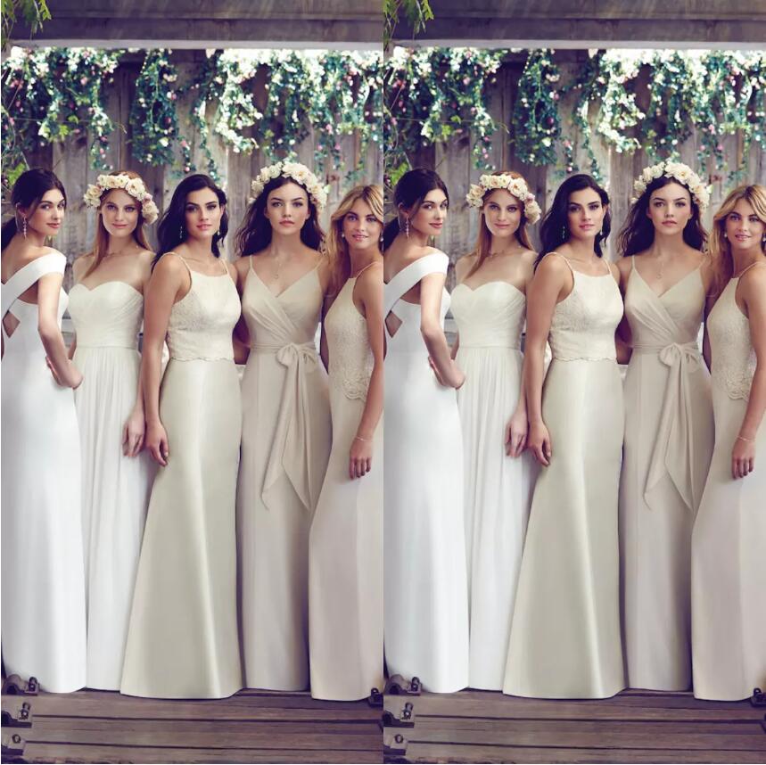 2019 Cheap Bridesmaid Dresses Series Ivory Spaghetti Floor Length Plus Size Wedding Guests Dress Party Gowns Custom Made Formal Dresses