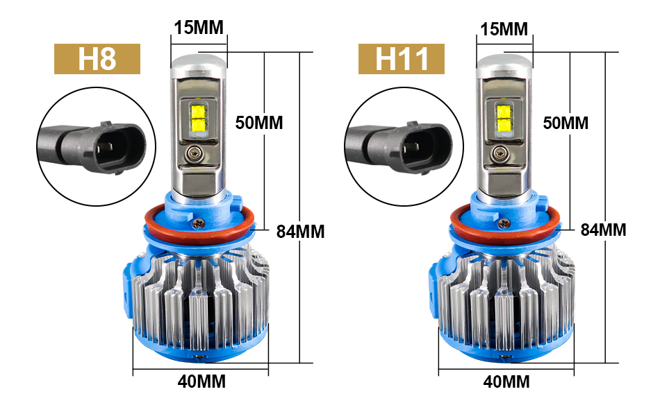 pampsee 2Pcs Plug&Play H8 H9 H11 LED Headlights T1 7000LM Auto SMD Chips 70W 6000K White Automobile Bulbs DRL Fog Light Replacement