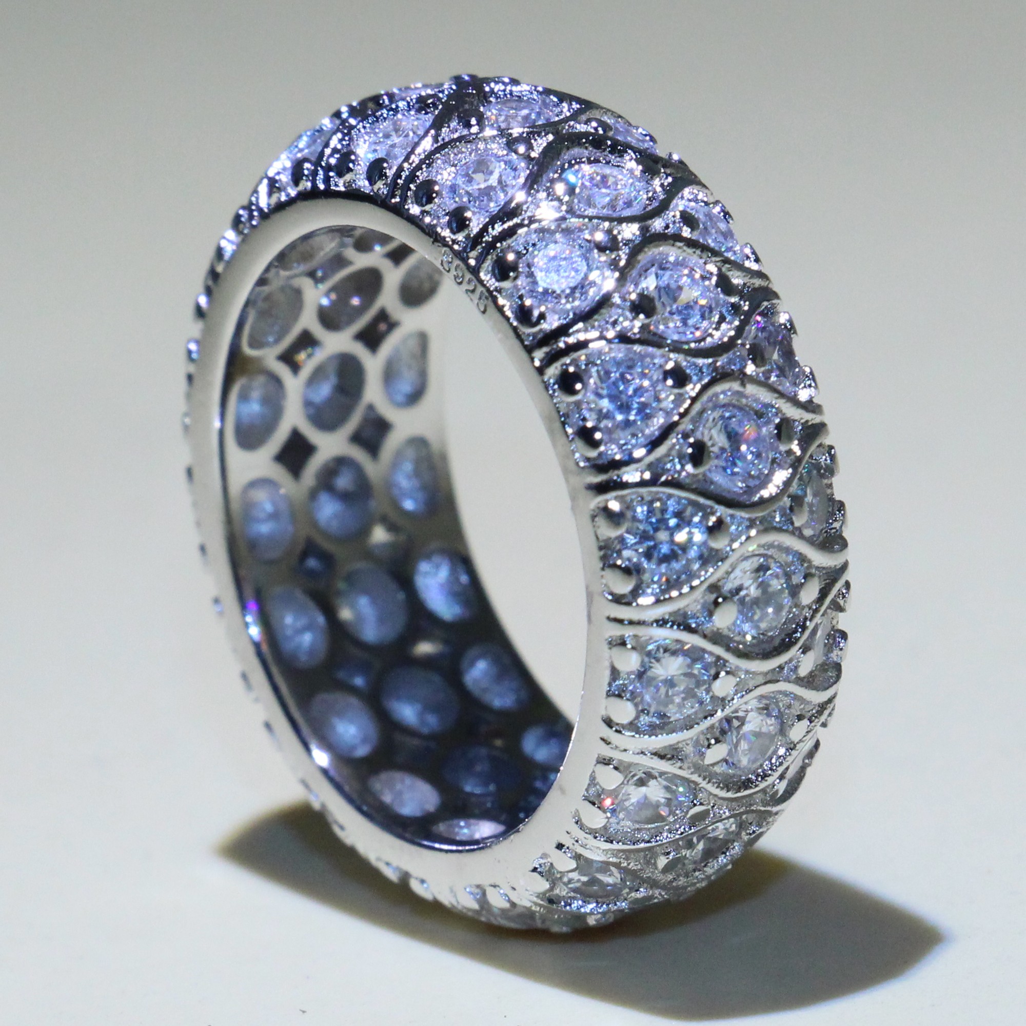 Vintage Fashion Jewelry Fish Eyes Rings 925 Sterling Silver Fill High Quality Pave 5A Cubic Zirconia Wedding Band Circe Ring Set For Women