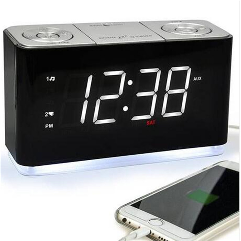 Wholesales Alarm Clock Radio Digital FM Radio Cell Phone USB Charge Port Sleep Timer Backup Battery Desk & Table Clocks
Wholesales Alarm Clock Radio Digital FM Radio Cell Phone USB Charge Port Sleep Timer Backup Battery Desk & Table Clocks