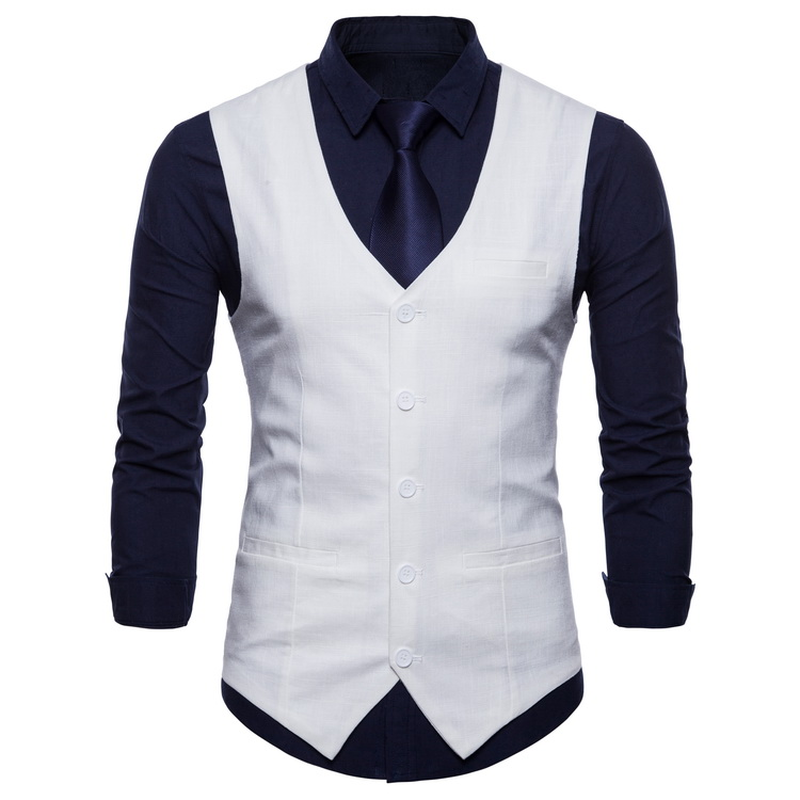 FFXZSJMens Slim Fit Single Breasted Suit Vest 2018 Brand New Formal Dress Business Wedding Vest Waistcoat Men Solid Color Gilet