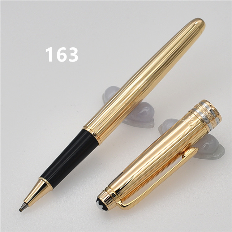 

Top Grade luxury pen MB brand Golden lines metal Ballpoint pens / Rollerball pen stationary ag925 gift pens, Blue;orange
