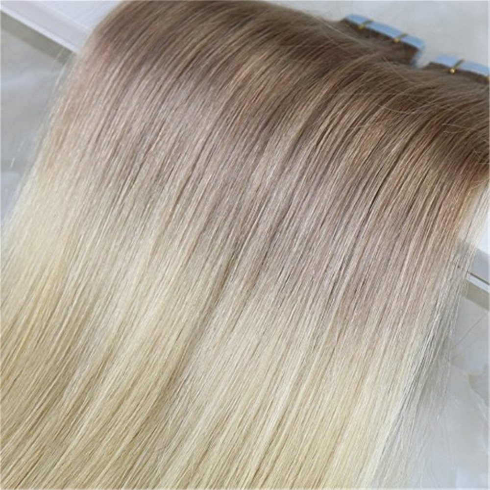 Glue in Colored Extensions Full Head Two Tone Ombre Hair Extensions Dip Dye Hair Color #18 Dark Ash Blonde to #613 20Pcs 50G