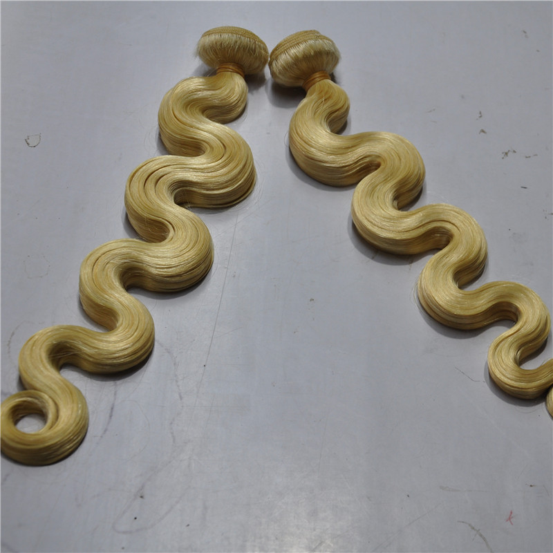 6pcs lot 50gr pc 100 human remy hair top grade bleach blonde color 613 body wave hair weave free shipping