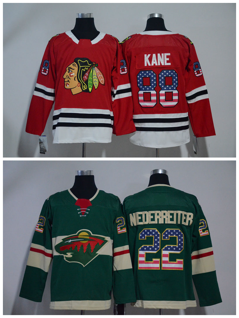 2018 USA Flag Jerseys Minnesota Wild 22 Nino Niederreiter Chicago Blackhawks 88 Patrick Kane Stitched Hockey Jerseys, White
2018 USA Flag Jerseys Minnesota Wild 22 Nino Niederreiter Chicago Blackhawks 88 Patrick Kane Stitched Hockey Jerseys, White