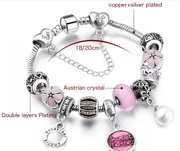 Sweet Mother Letters Pendant Beads Strands,Silver Plated Murano Glass Beads DIY Pan Style Bracelets,Surprising Gifts Pink Flower Printing Charms Chains in 18cm-20cm
Sweet Mother Letters Pendant Beads Strands,Silver Plated Murano Glass Beads DIY Pan Style Bracelets,Surprising Gifts Pink Flower Printing Charms Chains in 18cm-20cm