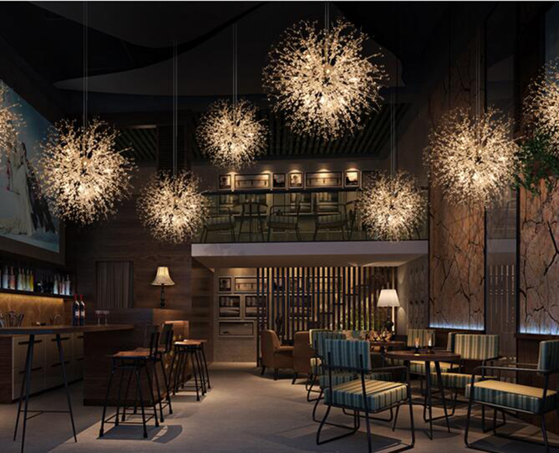 Modern Firework Chandeliers Lighting Crystal Pendant Light Dandelion Hanging Lamp for Bedroom Kitchen Dining Room Indoor Lighting Fixture