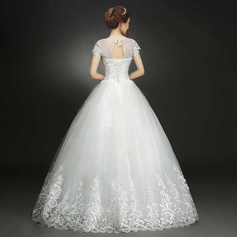 New Style O-Neck Short Sleeve White Crystal Decoration Lace MaterialBling Wedding Dress Custom Made
New Style O-Neck Short Sleeve White Crystal Decoration Lace MaterialBling Wedding Dress Custom Made