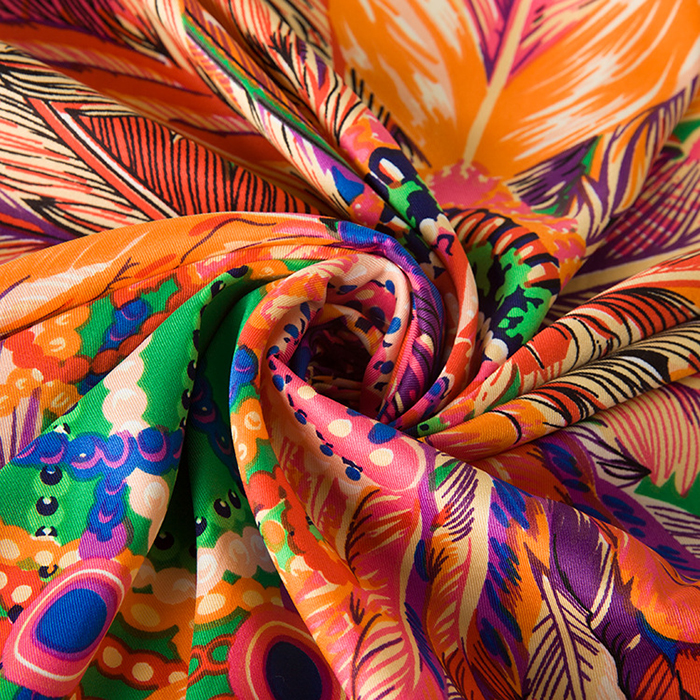 Ethnic Feather Square Print Scarf For Women New Indios Shawl Foulard Femme Echarpe En Soie Green Large Silk Twill Scarfs Dropshipping