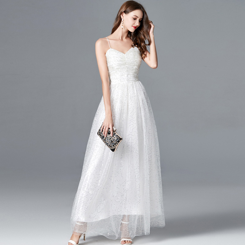 Lady Milan Women's Sexy Spaghetti Straps Sequined Ruched Bodice Fashion Party Dresses Long Elegant Runway Dresses, White
Lady Milan Women's Sexy Spaghetti Straps Sequined Ruched Bodice Fashion Party Dresses Long Elegant Runway Dresses, White