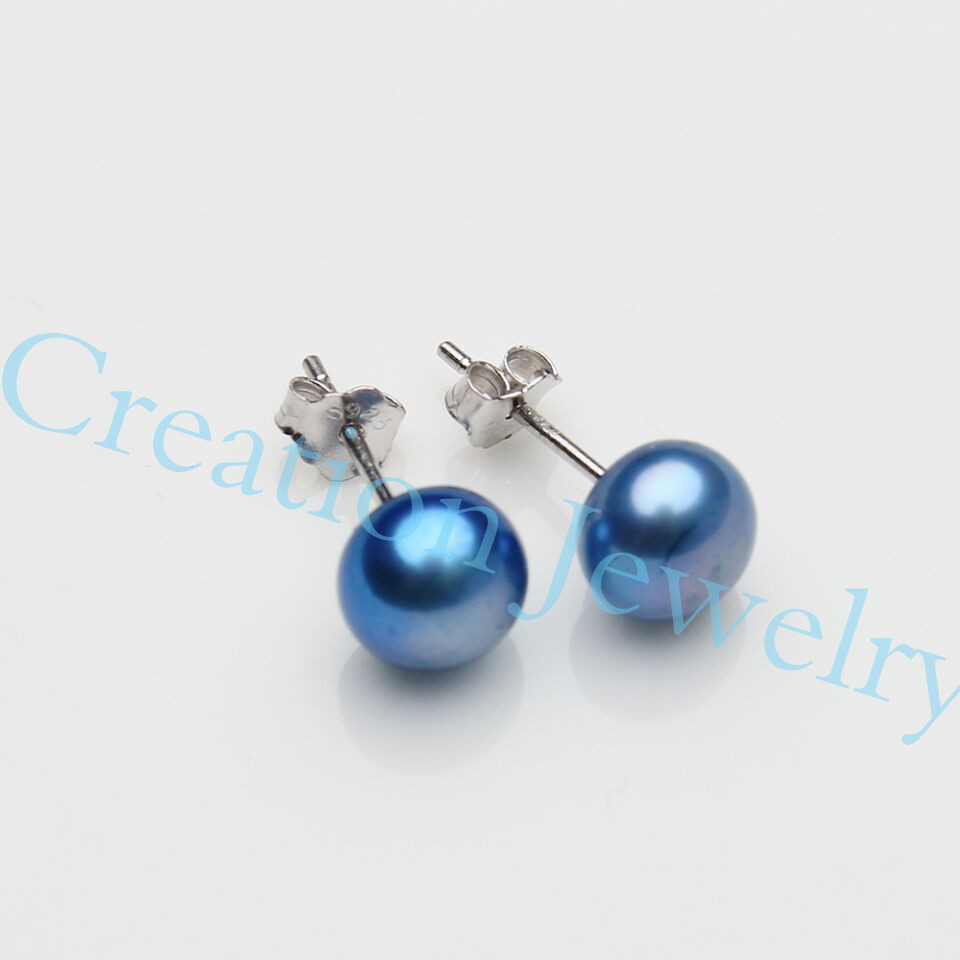 925 Sterling Silver 3A 7-8 mm Genuine Freshwater Cultured Blue Pearl Button Stud Earrings for Women
925 Sterling Silver 3A 7-8 mm Genuine Freshwater Cultured Blue Pearl Button Stud Earrings for Women