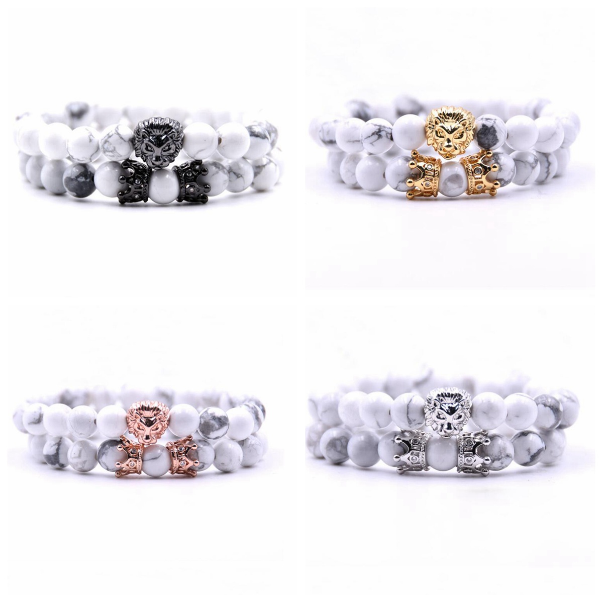 2 Pcs/Set Animal King Lion Head Howlite Turquoise Bracelet Black Natural Stone Crown Couple Braclet Sets For Men Hand Jewelry Accessories
2 Pcs/Set Animal King Lion Head Howlite Turquoise Bracelet Black Natural Stone Crown Couple Braclet Sets For Men Hand Jewelry Accessories