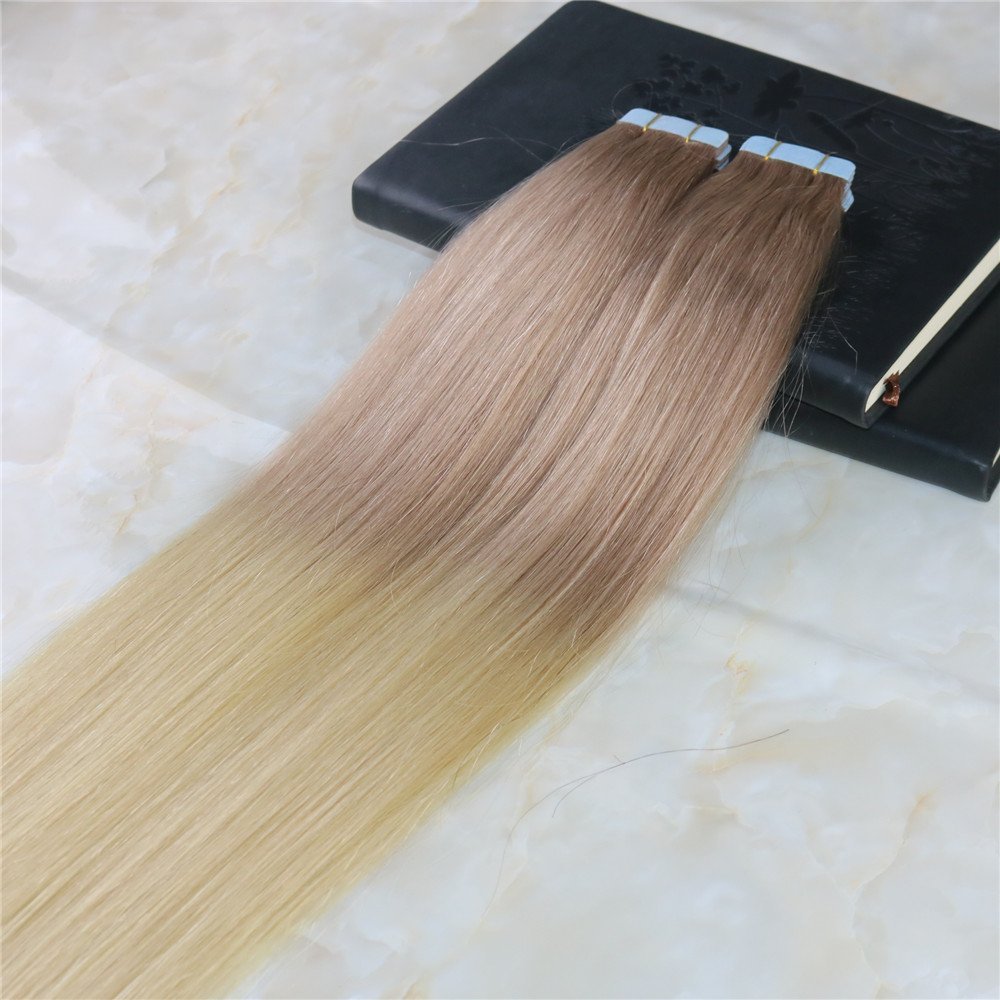 Glue in Colored Extensions Full Head Two Tone Ombre Hair Extensions Dip Dye Hair Color #18 Dark Ash Blonde to #613 20Pcs 50G