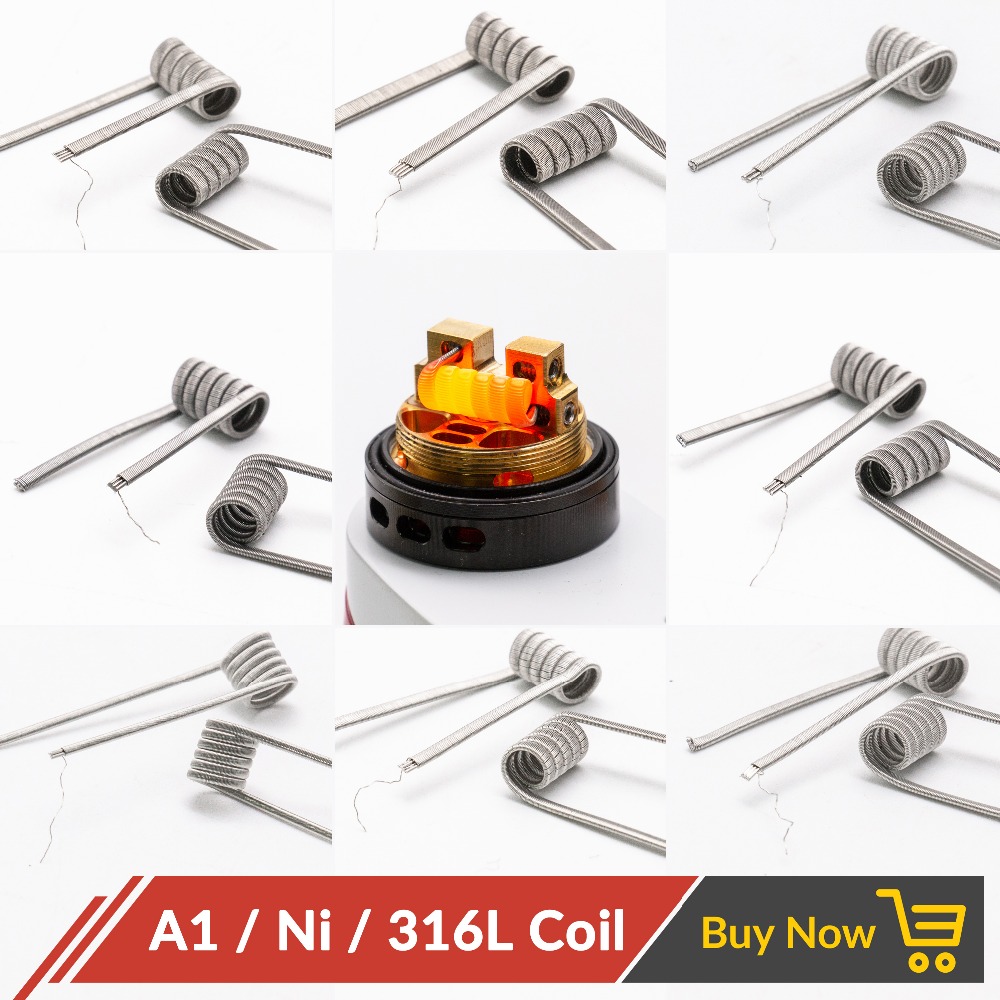 10pcs/Box Premade SS316L A1 NI80 Alien Fused Clapton Prebuilt Coil Nichrome Prebuilt Wire Heat Resistance Vape DIY Heating Wire
10pcs/Box Premade SS316L A1 NI80 Alien Fused Clapton Prebuilt Coil Nichrome Prebuilt Wire Heat Resistance Vape DIY Heating Wire