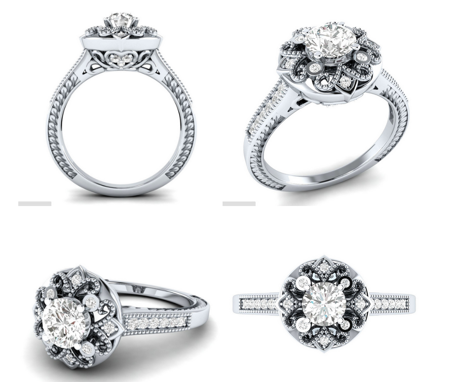 2018 New Arrival Original Desgin Vintage Fashion Jewelry 925 Silver Fill Round Shape Blue Sapphire CZ Dimaond Wedding Band Ring for Women