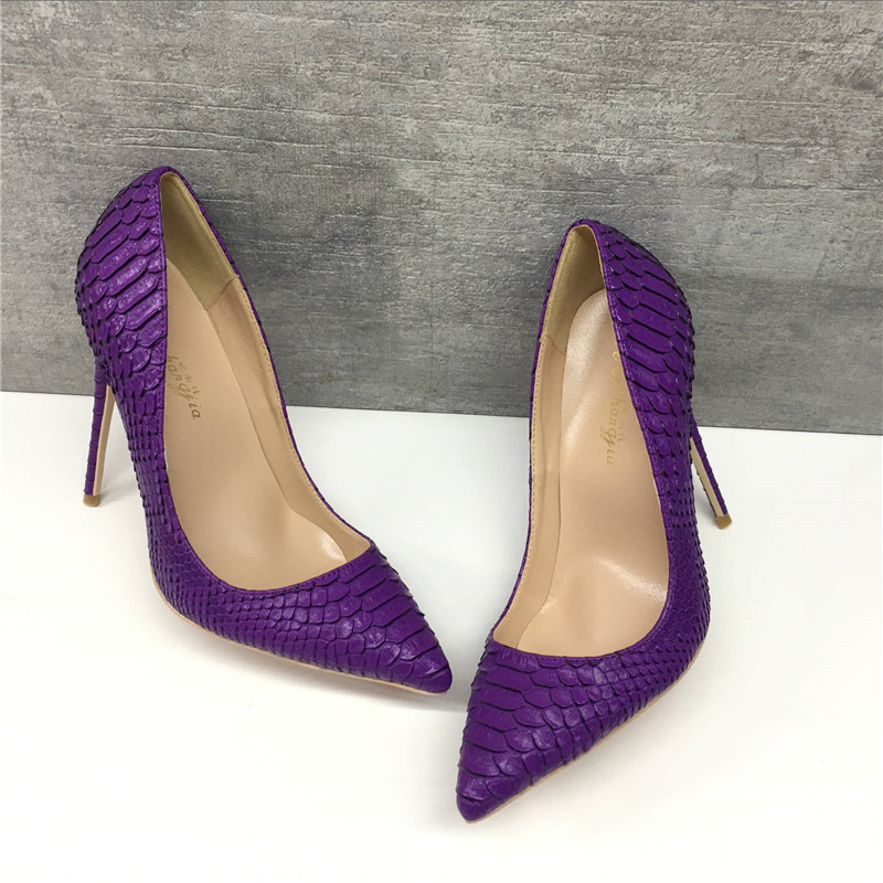 New 12 cm ultra-high heel purple serpentine thin heel pointed high heels fashion sexy shallow mouth banquet women's shoes, Purple 8
New 12 cm ultra-high heel purple serpentine thin heel pointed high heels fashion sexy shallow mouth banquet women's shoes, Purple 8