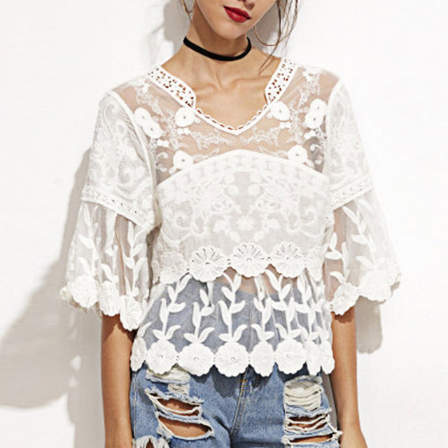 2018 Chic Floral Lace Blouses Shirts Women V Neck Bohemia Summer Beach Loose White Shirt Female Flare Sleeve Plus Size Boho Tops
2018 Chic Floral Lace Blouses Shirts Women V Neck Bohemia Summer Beach Loose White Shirt Female Flare Sleeve Plus Size Boho Tops