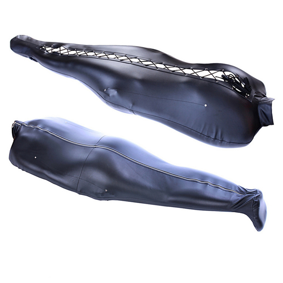camaTech Soft PU Leather BDSM Body Bondage Bag With Open Head Concealed Arm Restraint Sex Mermaid Mummy Sleeping Sack Adult Game Y18102405