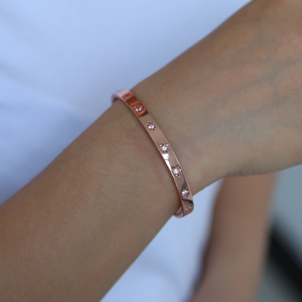 inner diamater 56-58mm northstar starburst open cuff bangle Gold plated fashion women jewelry christmas gift band bangles