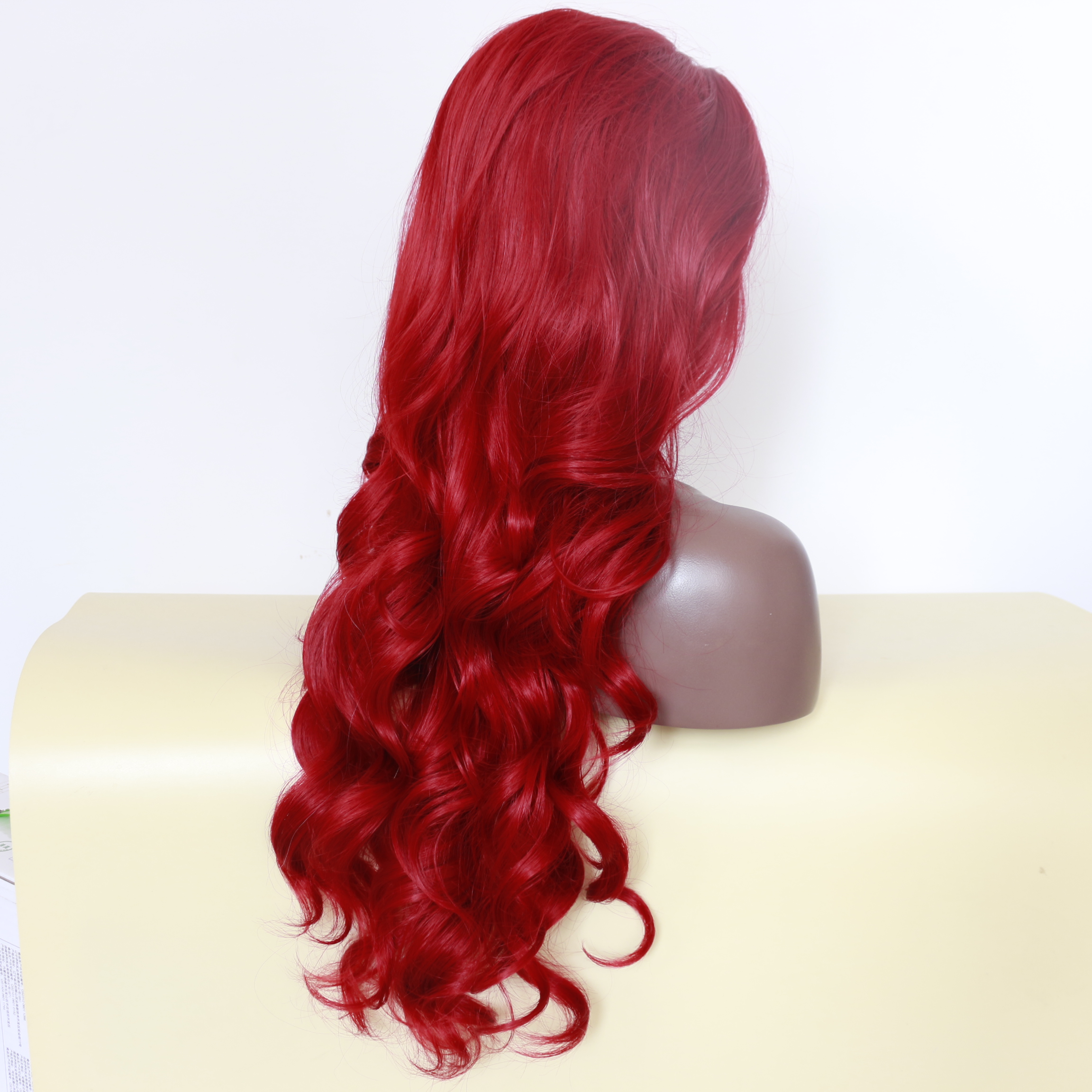Sexy Burgundy Red Body Wave Long Wigs with baby hair Glueless Brazilian Synthetic Lace Front Wigs for Black Women Heat Resista