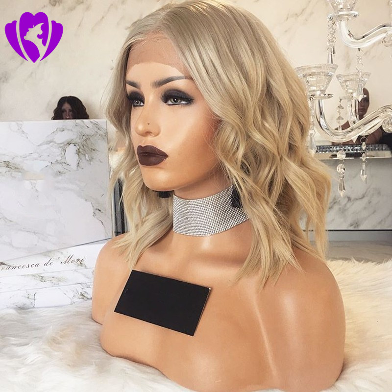 180density body wave full blonde color Bob Wigs for Women Synthetic Short lace front wig synthetic Hair Heat Resistant Fiber