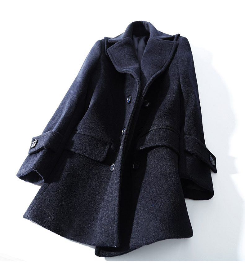 Notched Lapel Double Breasted Warm Kids Wear Windproof Child Coats Color Dark Red And Navy Thicken Winter Kids Formal Clothes For Sale