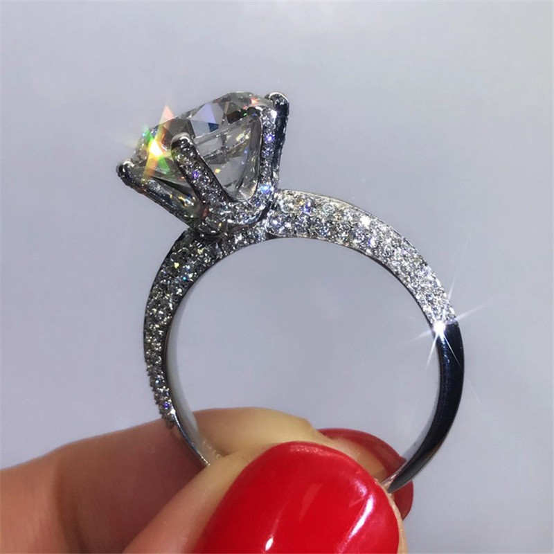 Vecalon Six claw Jewelry 100% Real 925 Sterling Silver promise ring 5A Zircon Cz Engagement wedding Band rings for women Gift
Vecalon Six claw Jewelry 100% Real 925 Sterling Silver promise ring 5A Zircon Cz Engagement wedding Band rings for women Gift