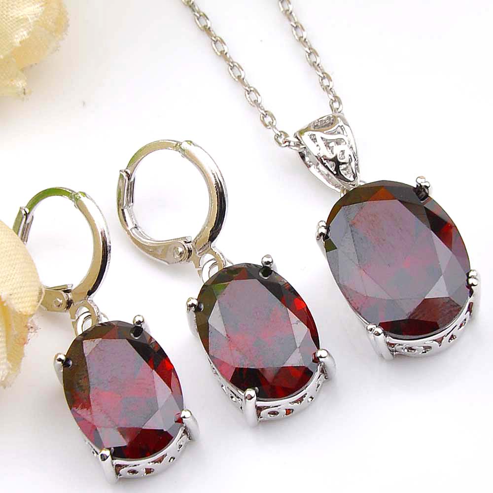 6 Sets Classic Shiny Oval Fire Garnet Cubic Zirconia Gemstone 925 Sterling Silver for Women Pendants Necklace Earring Wedding Jewelry Sets, Red
6 Sets Classic Shiny Oval Fire Garnet Cubic Zirconia Gemstone 925 Sterling Silver for Women Pendants Necklace Earring Wedding Jewelry Sets, Red