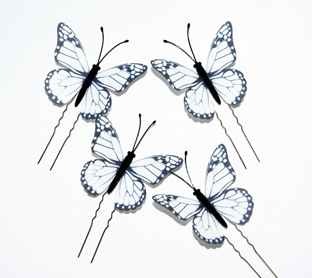 8-Packed U-shaped butterflies Hair Pin Hair Clip hair accessories for Wedding Headdress or Bride Accessorie, Headwear Accessories for Party