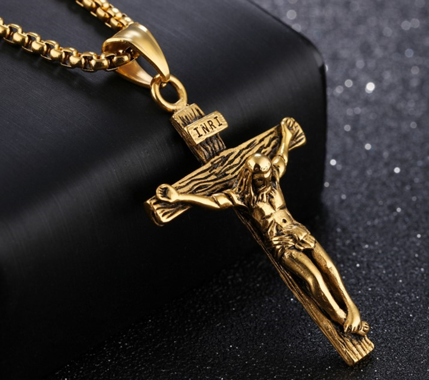 Heavenly Father Jesus cross Pendant Necklaces titanium steel pendant Necklace Christian Godfather Chain