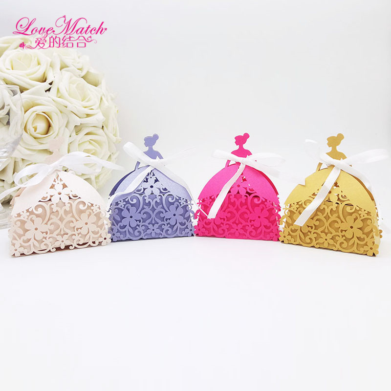 Bride Laser Cut Wedding Favors Box Candy Box Princess Gift For Wedding And Party Baby Shower Favors Decor 75pcs